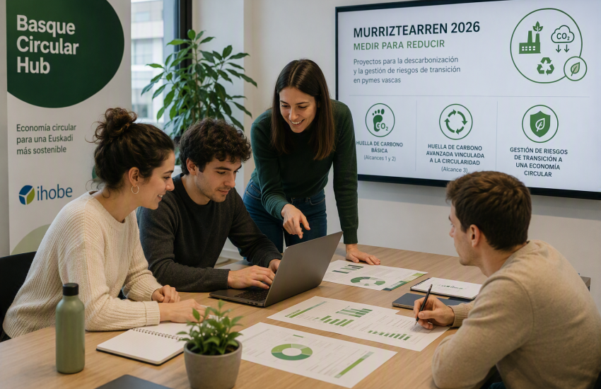 Ihobe impulsará proyectos de descarbonización y gestión de riesgos de transición con la incorporación de jóvenes profesionales en pymes vascas gracias al programa Murriztearren 2026